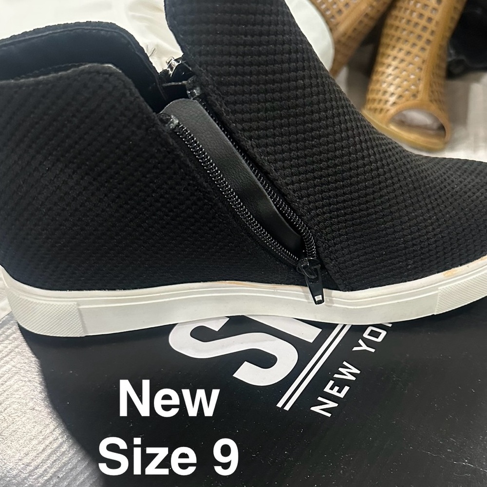 Black Textured Slip-On Wedge Sneaker